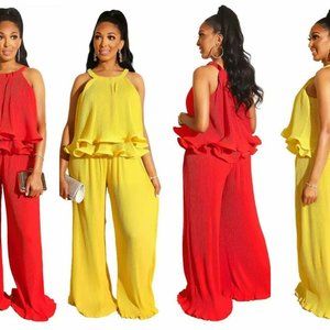 Satin pleated Top and Pants